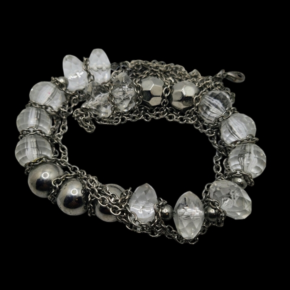 Elegant Silver and Clear Beaded Necklace - Picture 2 of 3